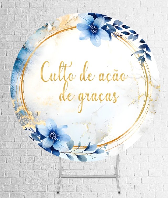 Painel De Festa Redondo Ação De Graças Em Tecido Helanca C/Elástico 1,50x1,50