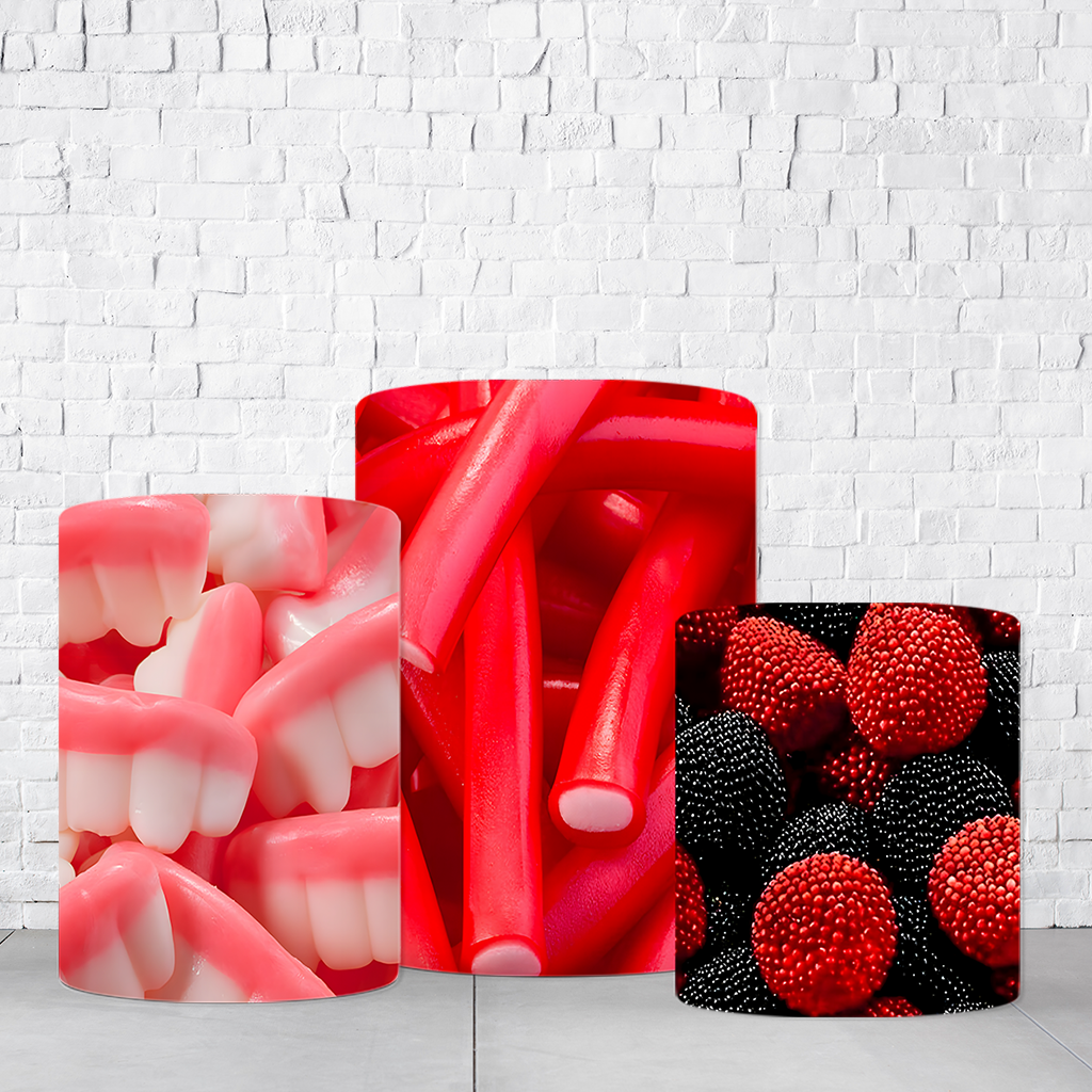 Trio de Cilindros Para Festas Bala Fini Em Tecido Helanca C/Elástico