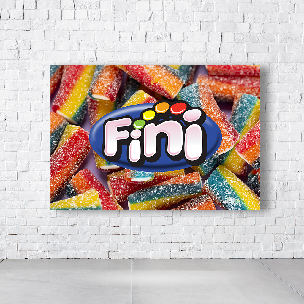 Painel Retangular Tema Bala Fini Em Tecido Oxford 100% Poliéster