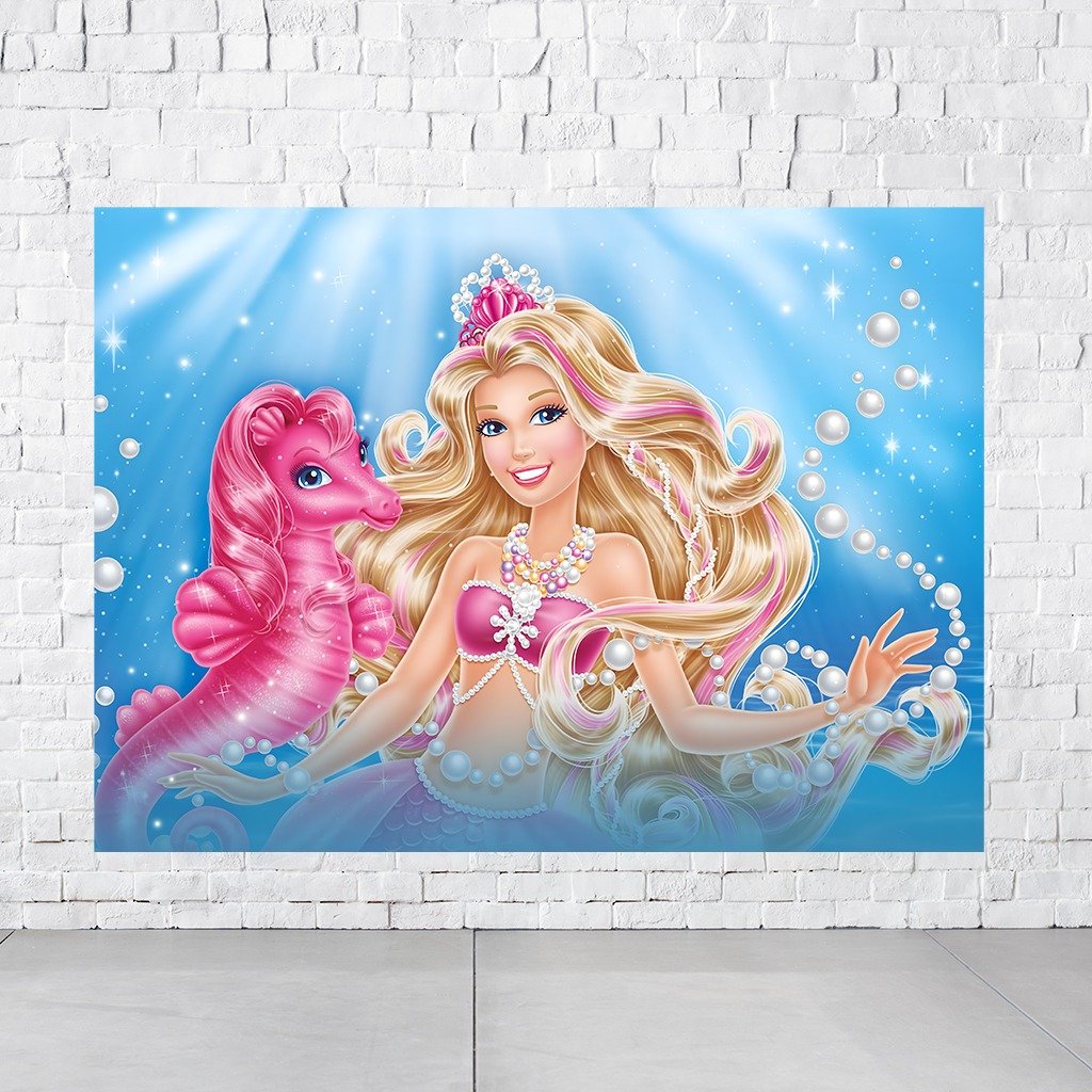 Painel Retangular Tema Barbie Em Tecido Oxford 100% Poliéster - Imagem 2