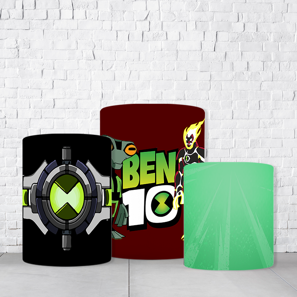 Trio de Cilindros Para Festas Ben 10 Em Tecido Helanca C/Elástico