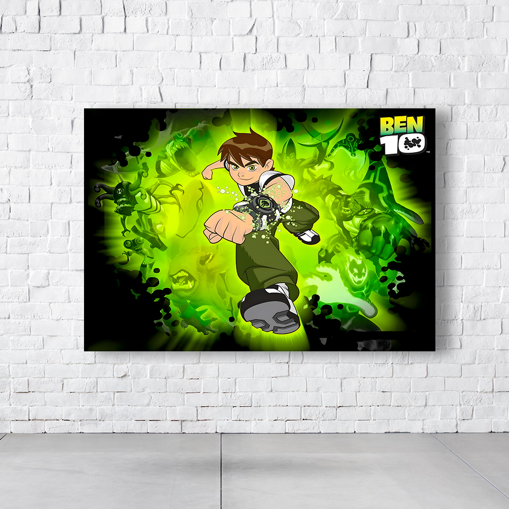 Painel Retangular Tema Ben 10 Em Tecido Oxford 100% Poliéster