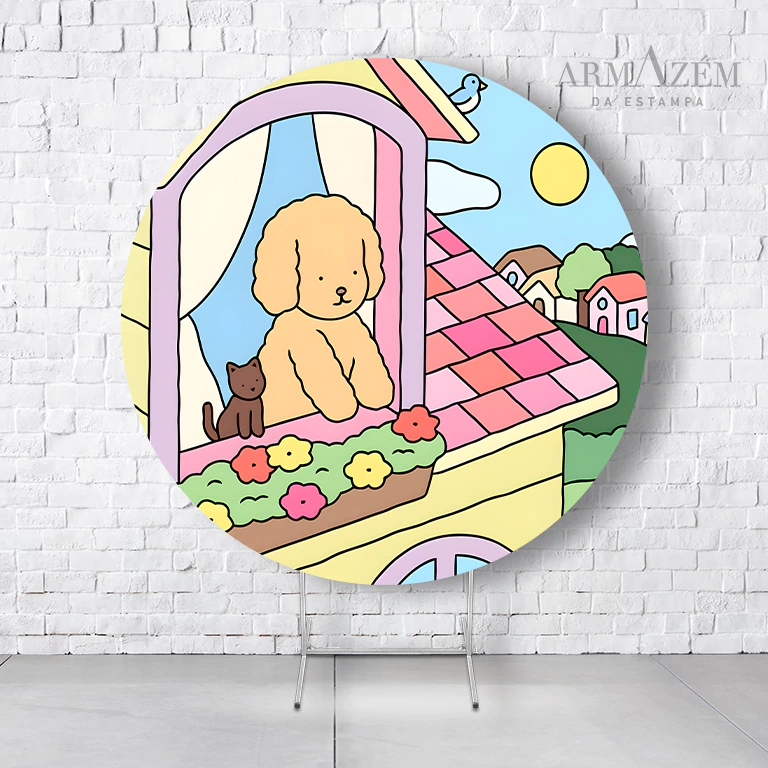 Painel De Festa Redondo Bobbie Goods Em Tecido Helanca C/Elástico 1,50x1,50  PAINEL913