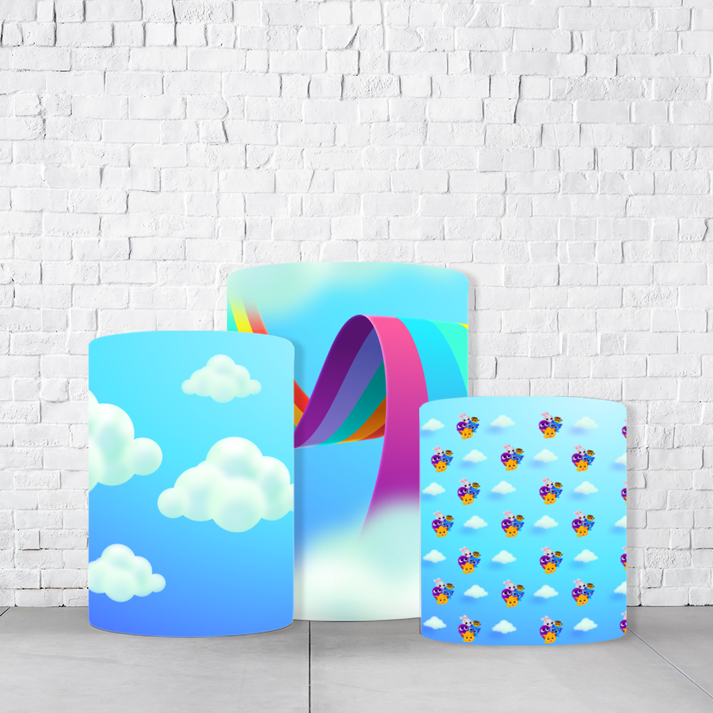 Trio de Cilindros Para Festas Bolofofos Em Tecido Helanca C/Elástico