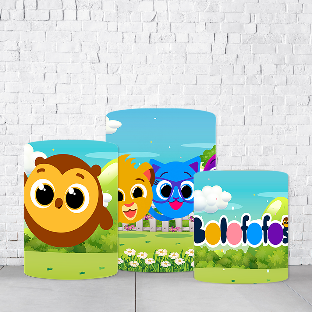 Trio de Cilindros Para Festas Bolofofos Em Tecido Helanca C/Elástico - Imagem 2