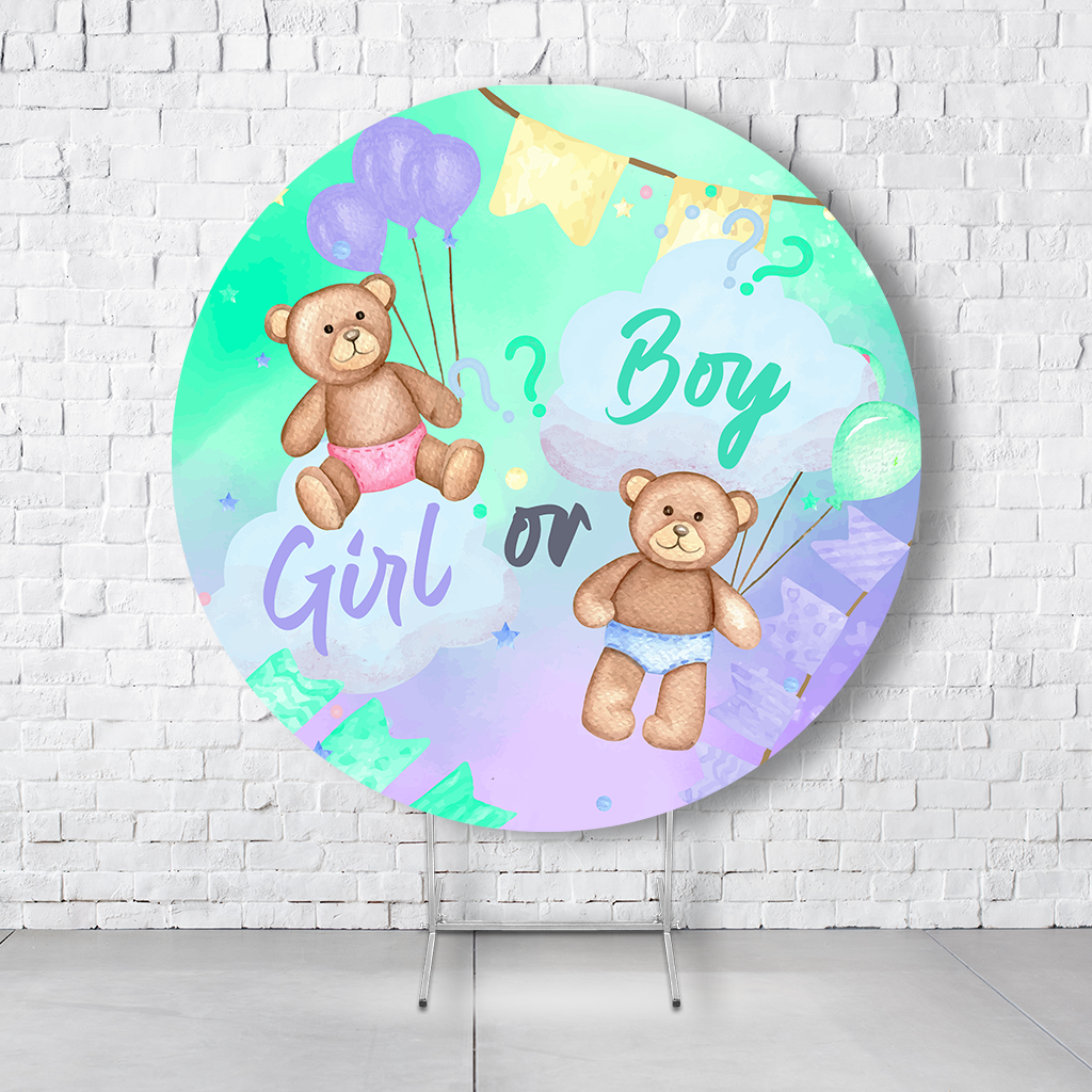 Painel De Festa Redondo Chá Revelação Em Tecido Helanca C/Elástico 1,50x1,50  PAINEL547