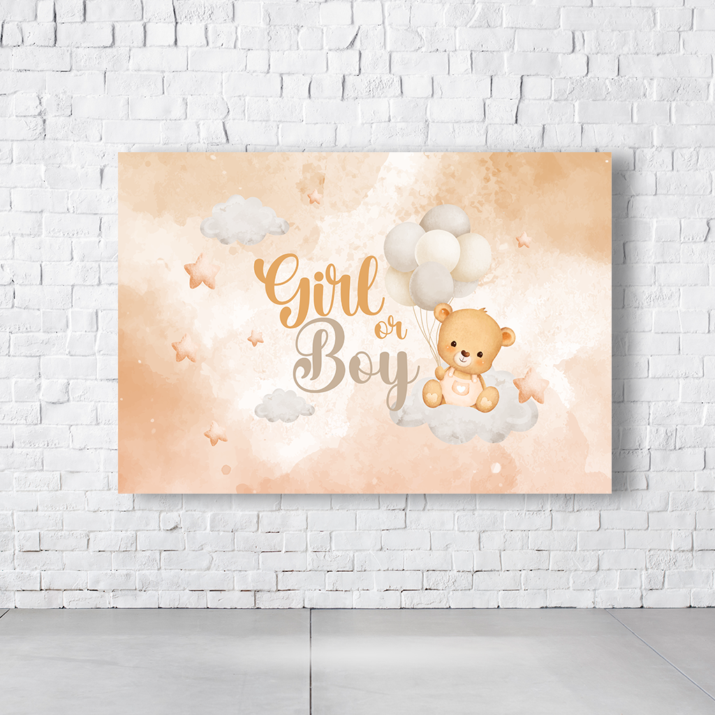 Painel Retangular Tema Chá Revelação Em Tecido Oxford 100% Poliéster - Imagem 2