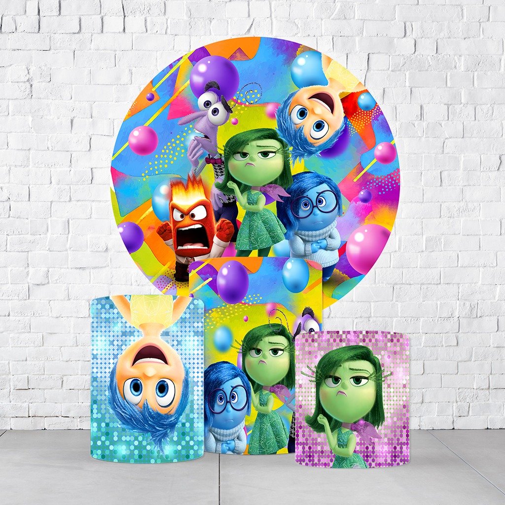 Kit Painel De Festa Divertidamente + Trio De Cilindros Em Tecido  KITPAI469