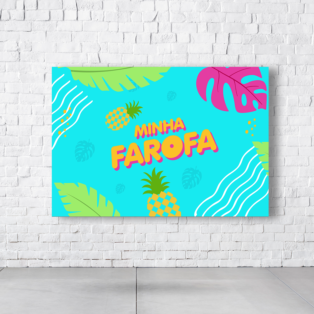 Painel Retangular Tema Minha Farofa Em Tecido Oxford 100% Poliéster