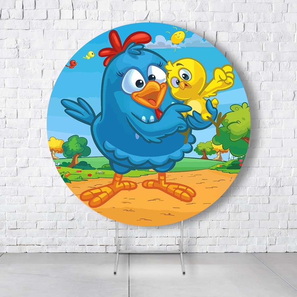 Painel De Festa Redondo Galinha Pintadinha Em Tecido Helanca C/Elástico 1,50x1,50