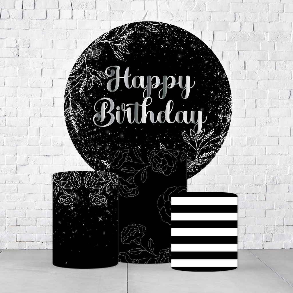 Kit Painel De Festa Glitter + Trio De Cilindros Em Tecido  KITPAI806