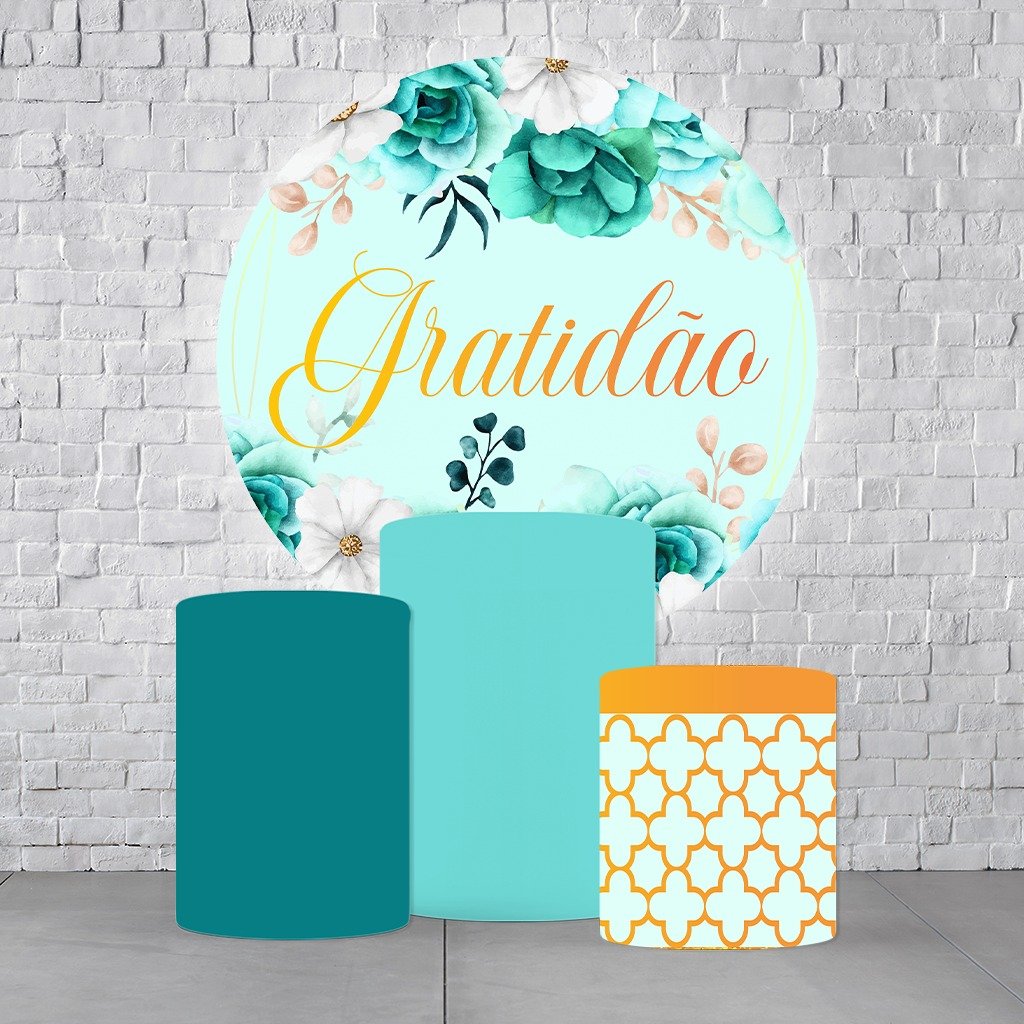 Kit Painel De Festa Gratidão + Trio De Cilindros Em Tecido - Imagem 2