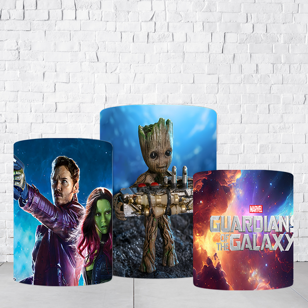 Trio de Cilindros Para Festas Guardiões Da Galáxia Em Tecido Helanca C/Elástico