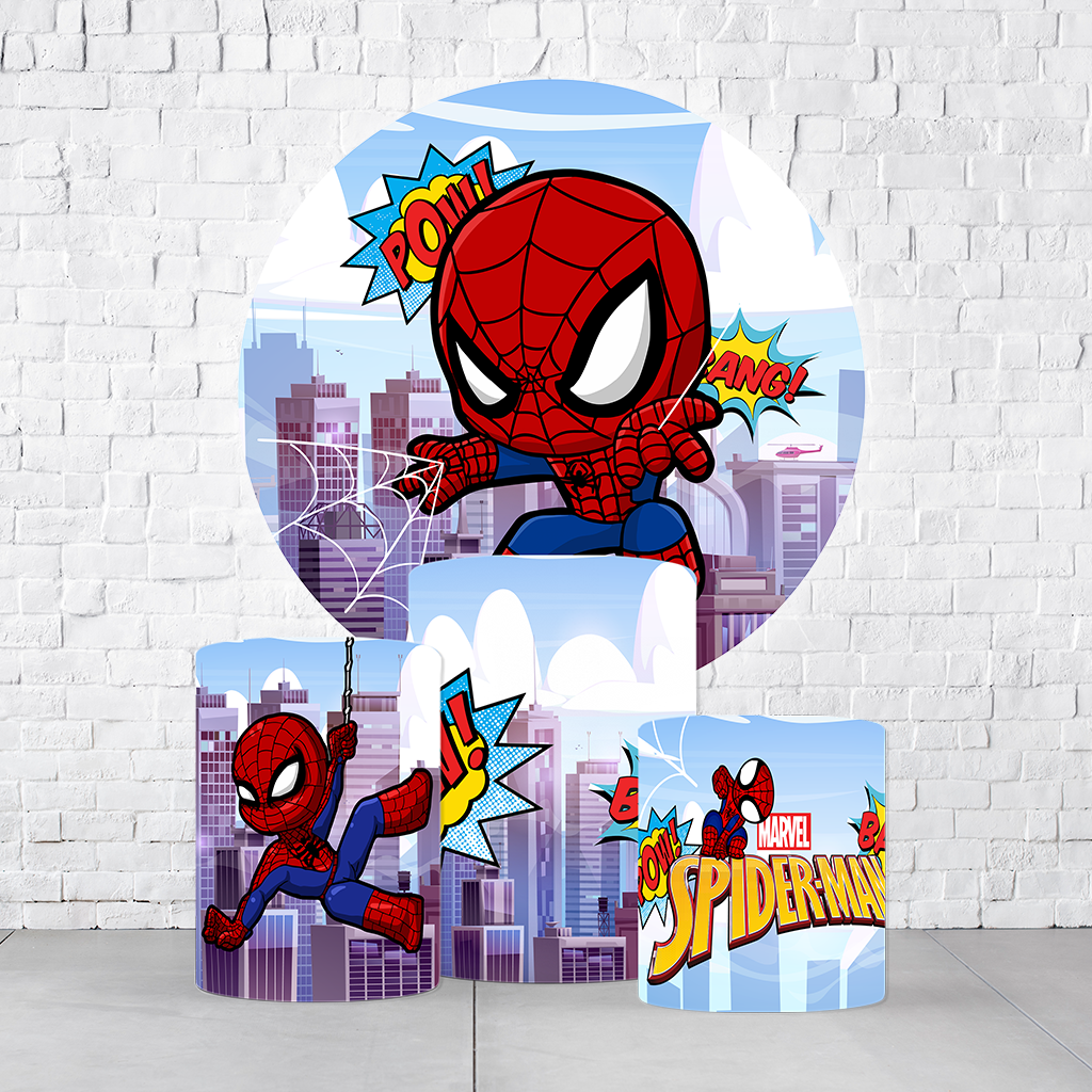 Kit Painel De Festa Homem-Aranha + Trio De Cilindros Em Tecido - Imagem 3