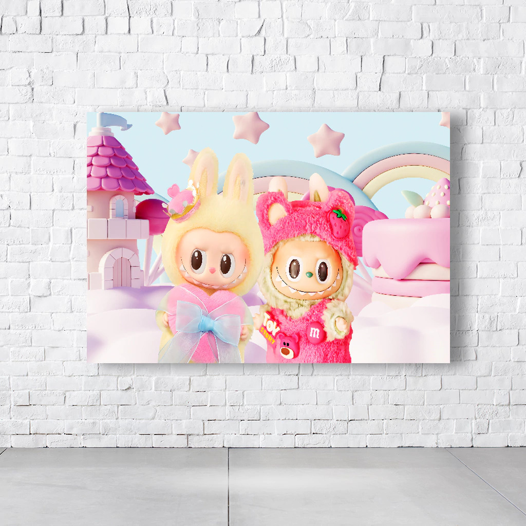 Painel Retangular Tema Labubu Em Tecido Oxford 100% Poliéster - Imagem 2