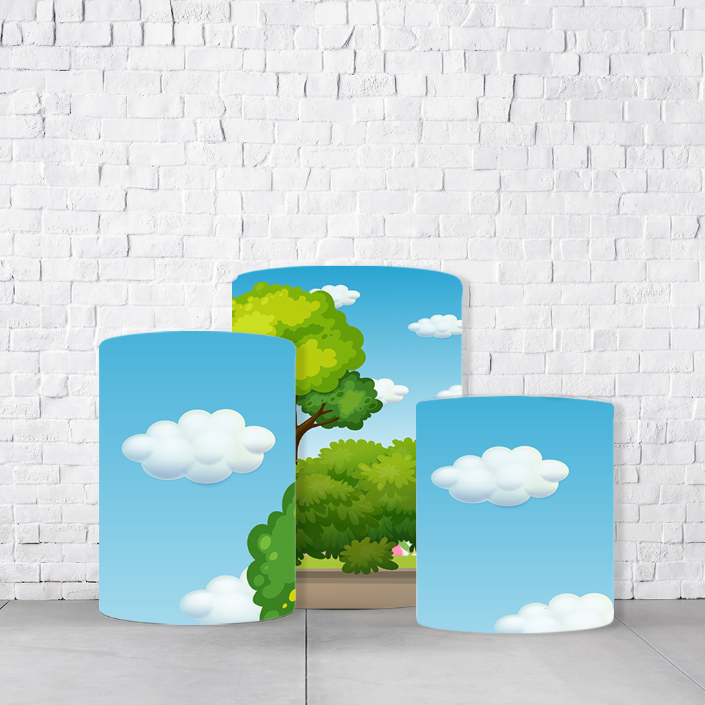 Trio de Cilindros Para Festas Léo O Caminhão Em Tecido Helanca C/Elástico