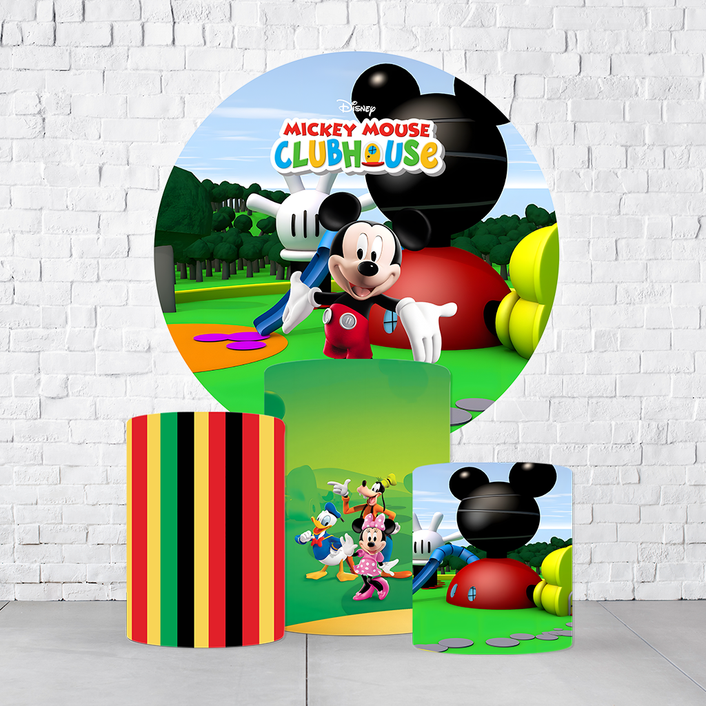 Kit Painel De Festa Mickey + Trio De Cilindros Em Tecido - Imagem 2