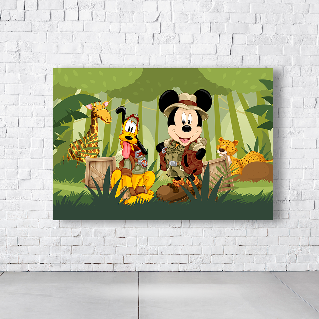 Painel Retangular Tema Mickey Em Tecido Oxford 100% Poliéster