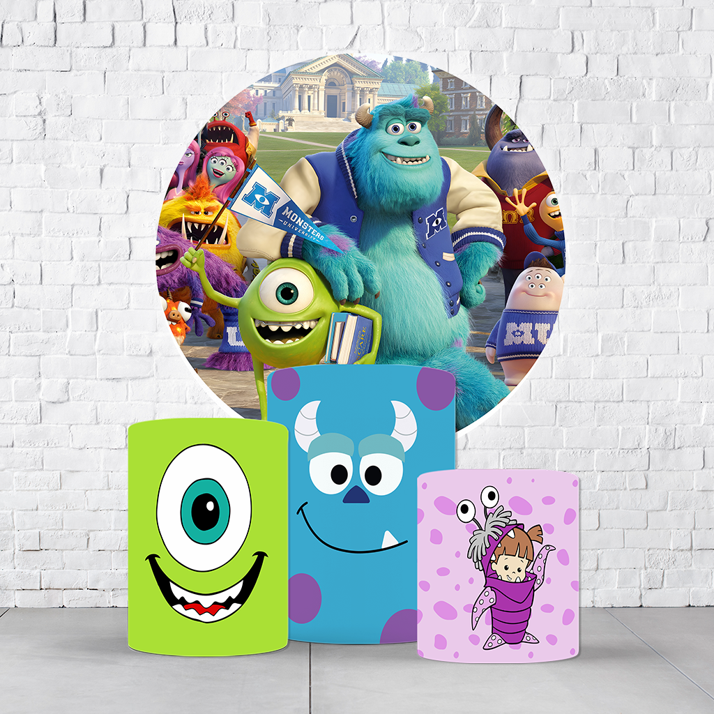 Kit Painel De Festa Monstros S.A. + Trio De Cilindros Em Tecido