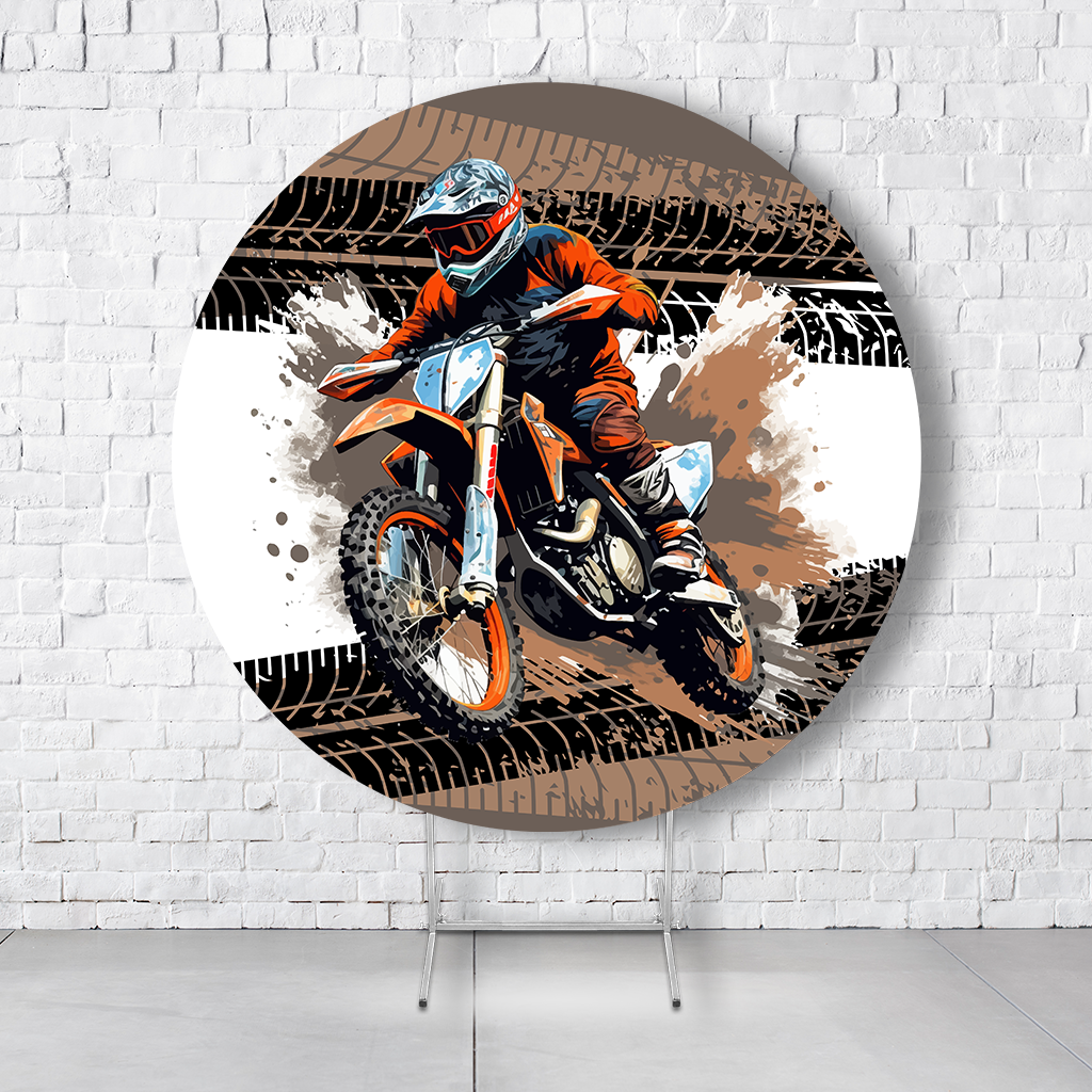 Painel De Festa Redondo Moto Em Tecido Helanca C/Elástico 1,50x1,50