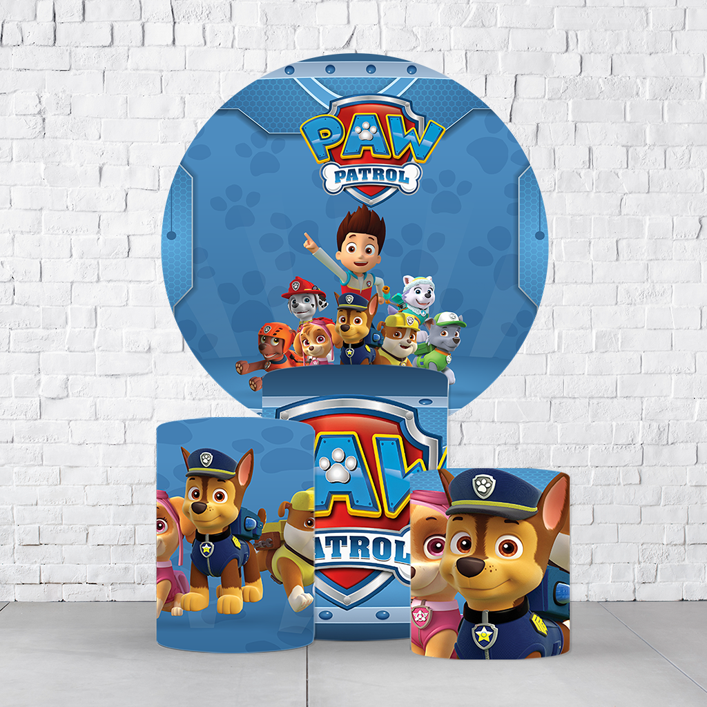 Kit Painel De Festa Patrulha Canina + Trio De Cilindros Em Tecido - Imagem 2