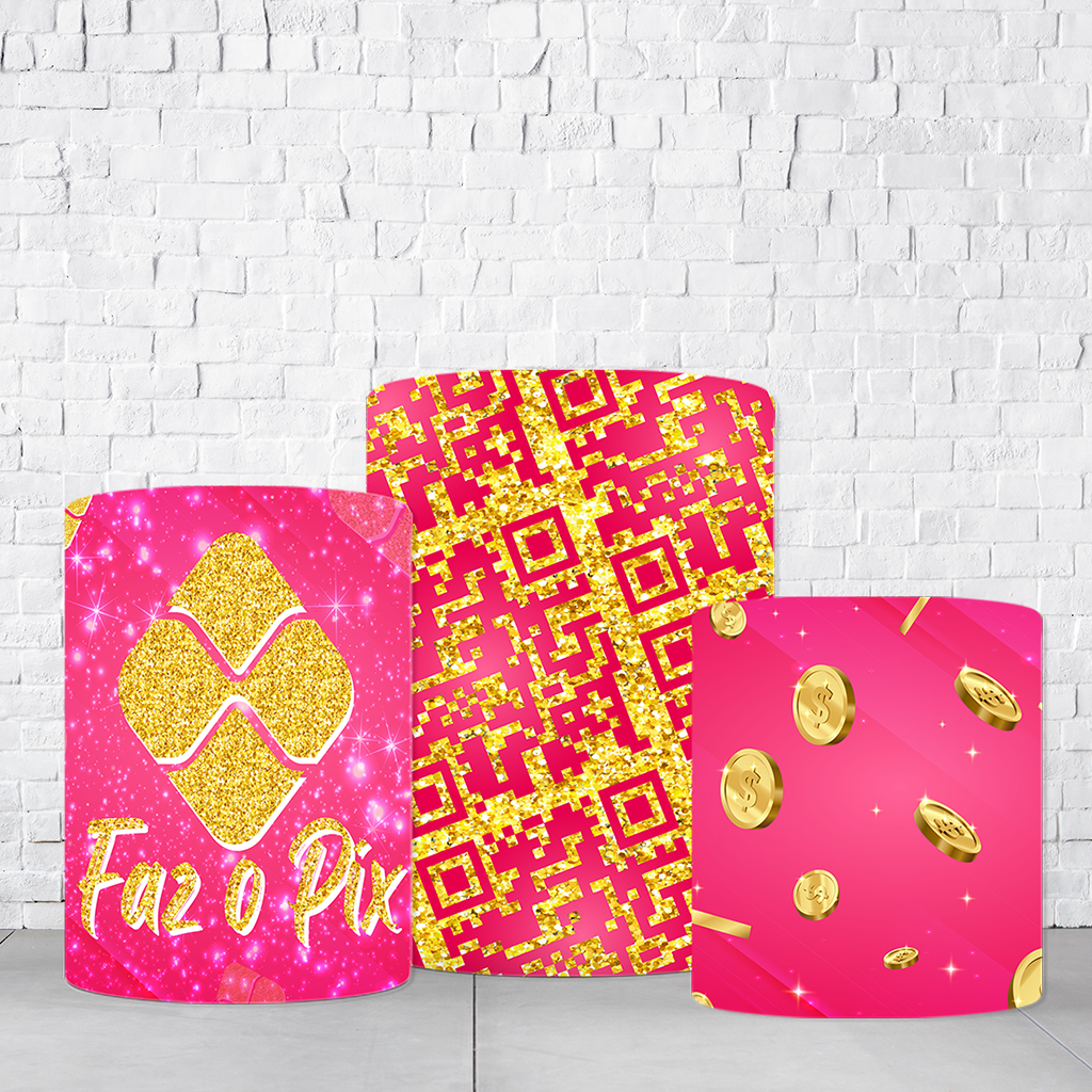 Trio de Cilindros Para Festas Faz o Pix Em Tecido Helanca C/Elástico