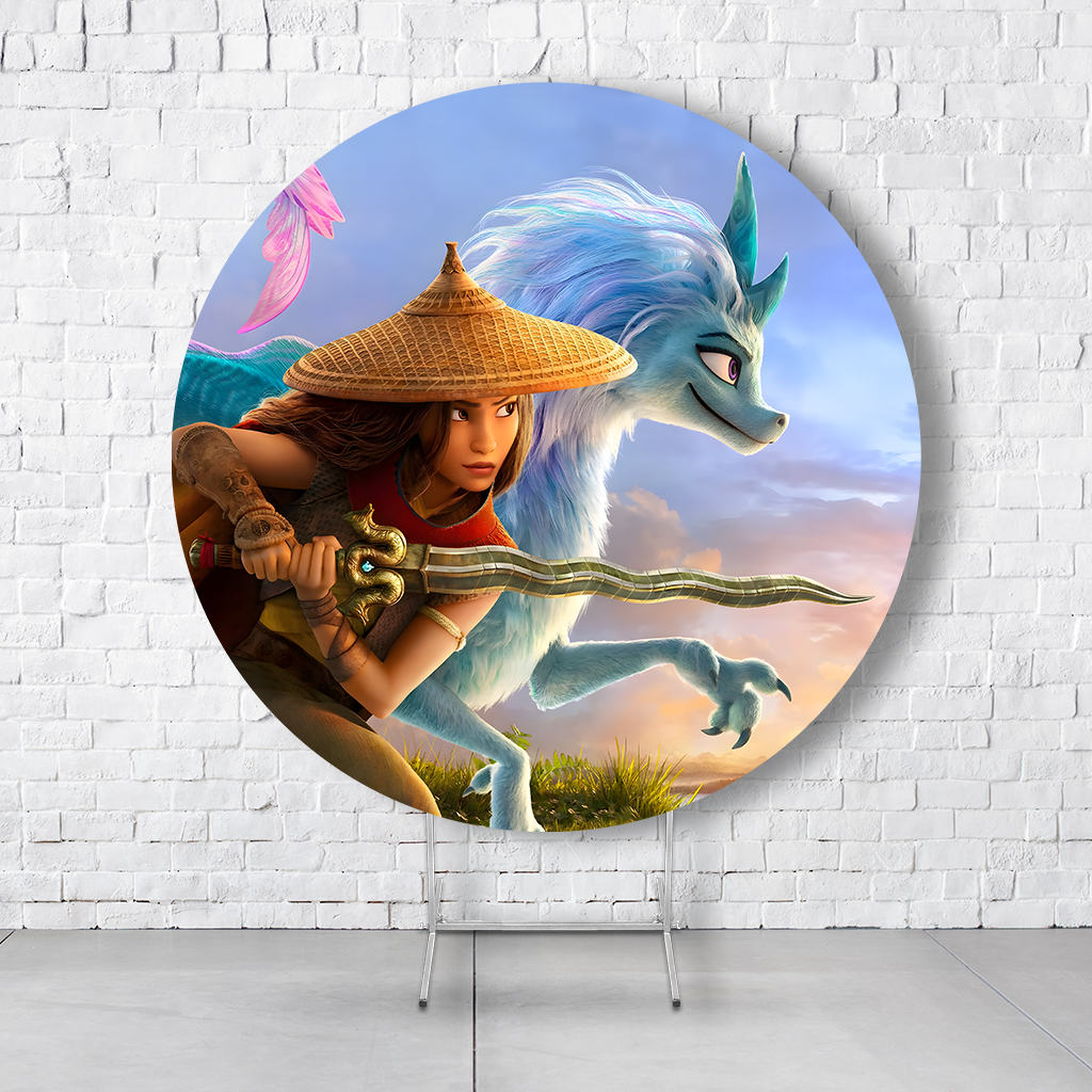 Painel De Festa Redondo Raya Em Tecido Helanca C/Elástico 1,50x1,50