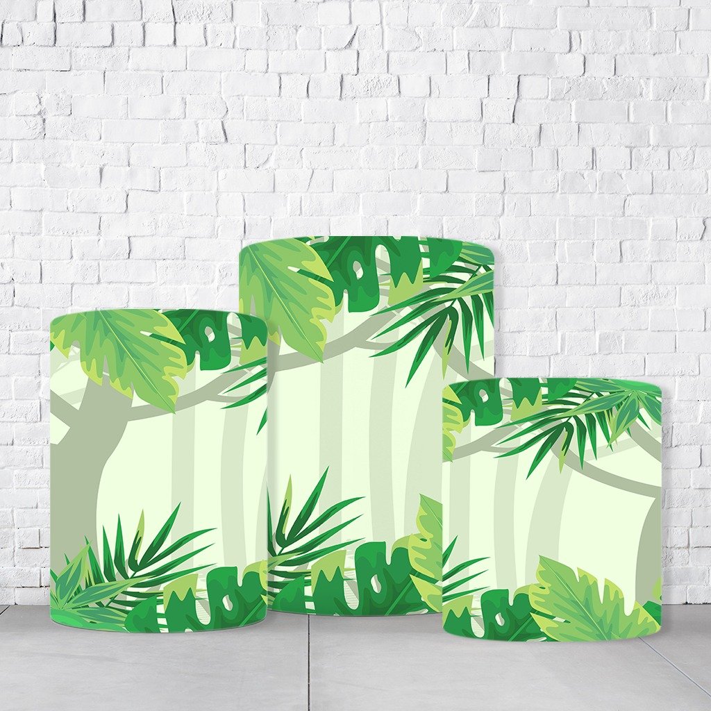 Trio de Cilindros Para Festas Safari Em Tecido Helanca C/Elástico