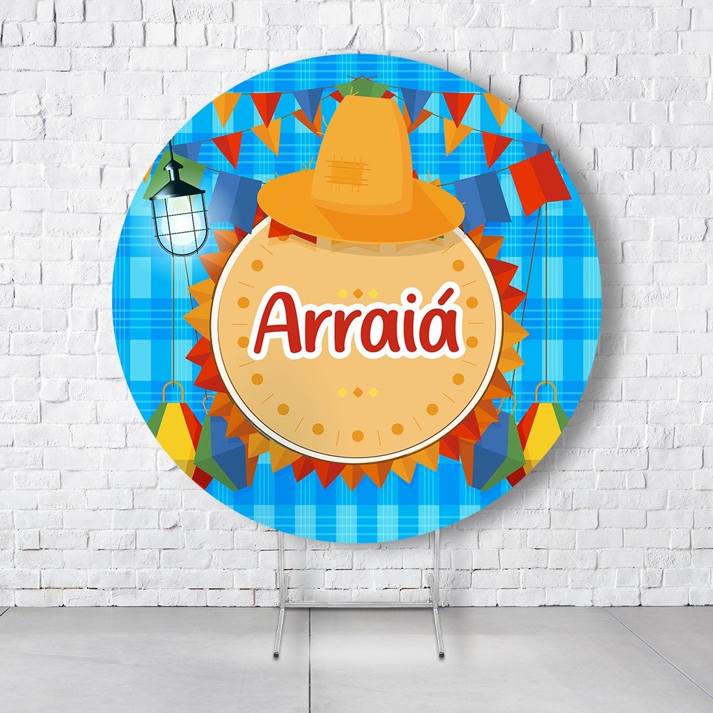 Painel De Festa Redondo São João Em Tecido Helanca C/Elástico 1,50x1,50 - Imagem 2