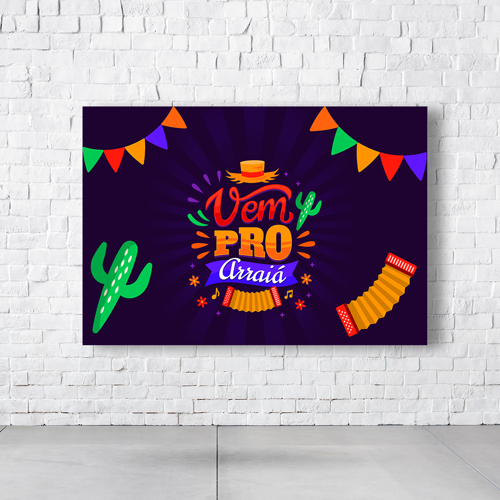 Painel Retangular Tema São João Em Tecido Oxford 100% Poliéster