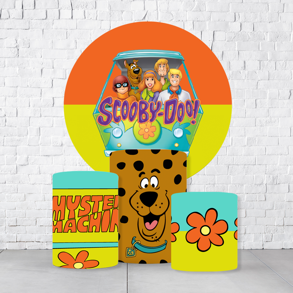 Kit Painel De Festa Scooby-Doo + Trio De Cilindros Em Tecido  KITPAI115