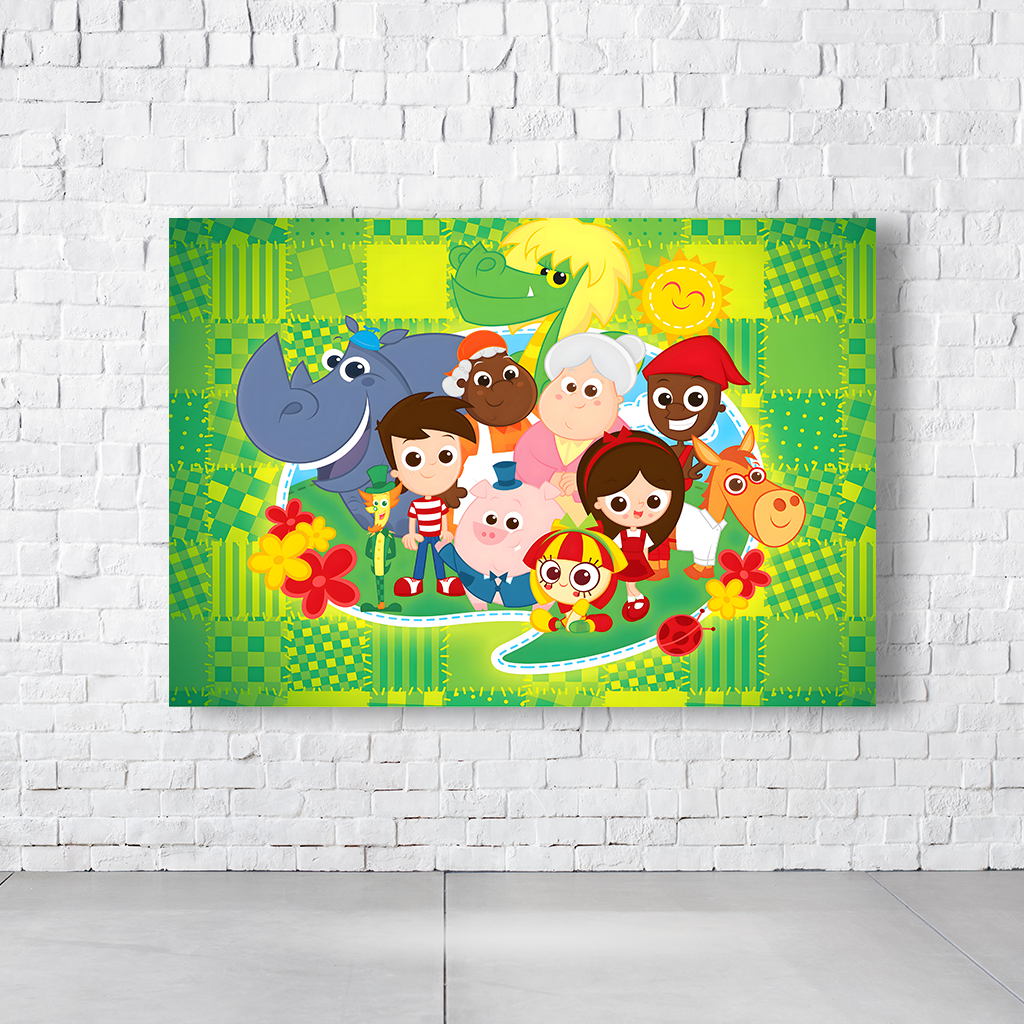 Painel Retangular Tema Sítio Do Pica Pau Amarelo Em Tecido Oxford 100% Poliéster