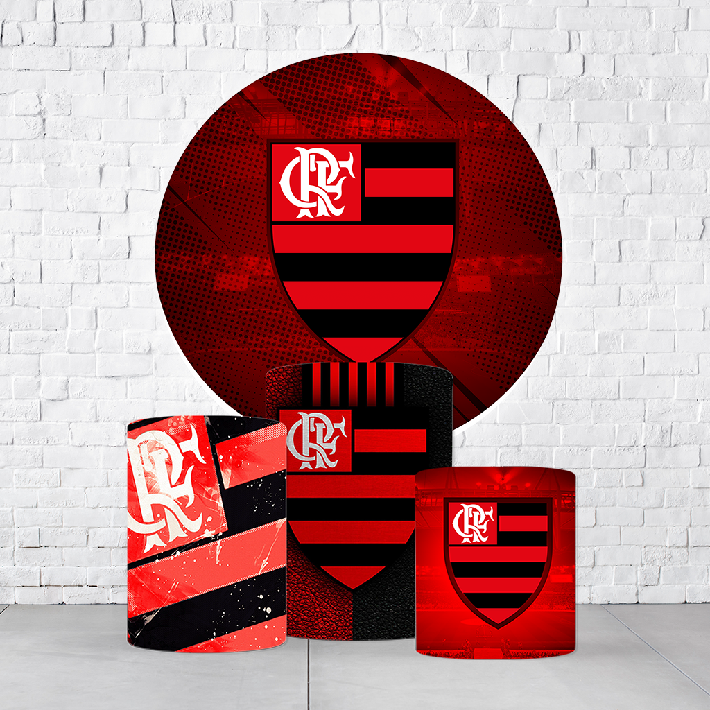 Kit Painel De Festa Times De Futebol + Trio De Cilindros Em Tecido - Imagem 3