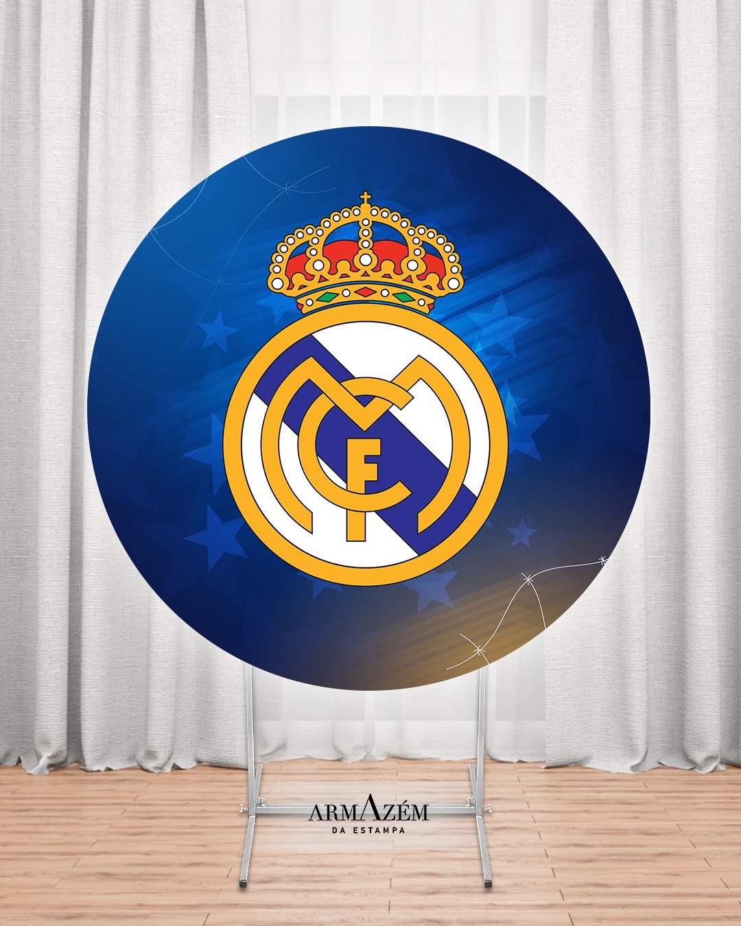 Painel De Festa Redondo Times De Futebol Em Tecido Helanca C/Elástico 1,50x1,50