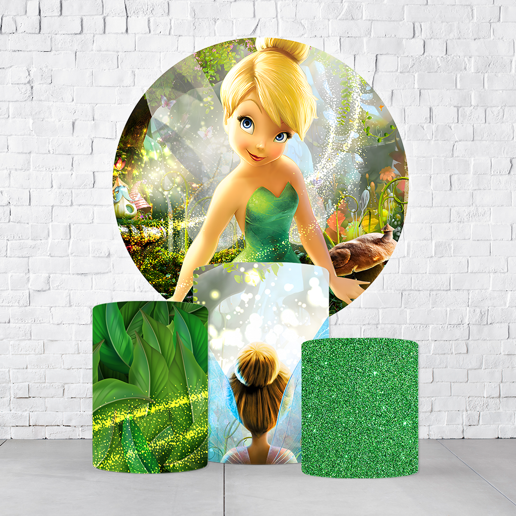 Kit Painel De Festa Tinker Bell + Trio De Cilindros Em Tecido  KITPAI919