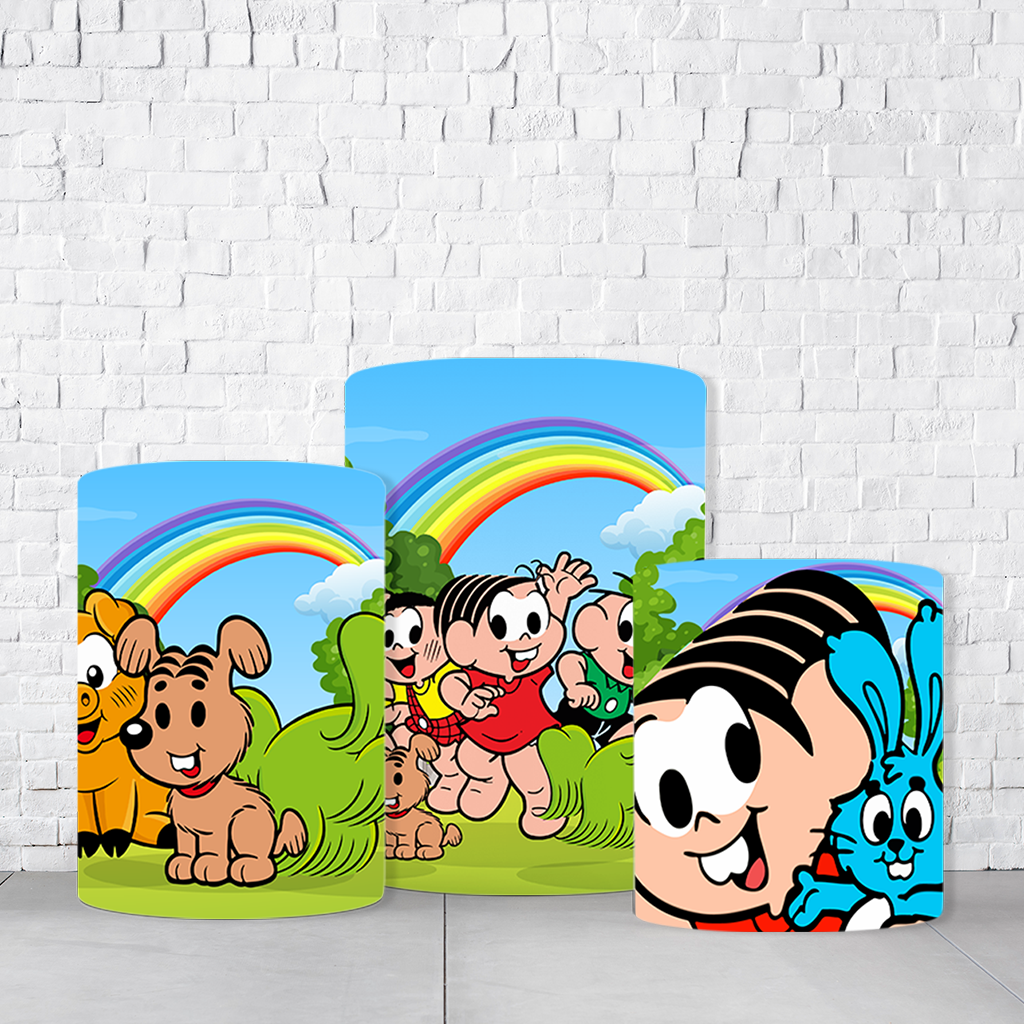 Trio de Cilindros Para Festas Turma Da Mônica Em Tecido Helanca C/Elástico