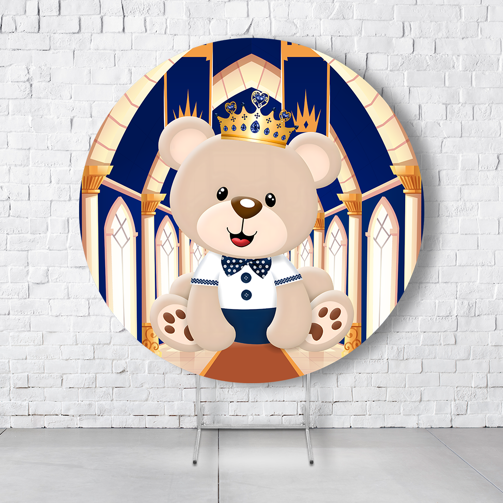 Painel De Festa Redondo Ursinho Em Tecido Helanca C/Elástico 1,50x1,50