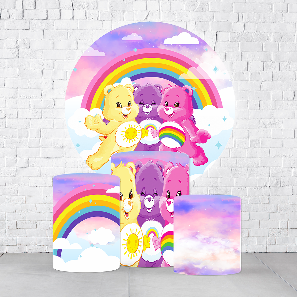 Kit Painel De Festa Ursinhos Carinhosos + Trio De Cilindros Em Tecido