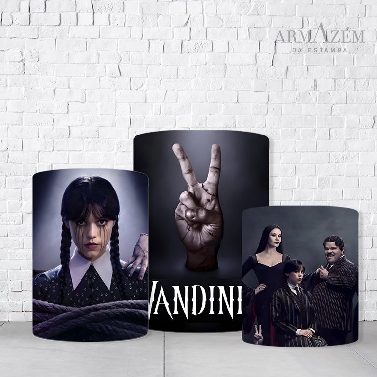 Trio de Cilindros Para Festas Wandinha Em Tecido Helanca C/Elástico - Imagem 2