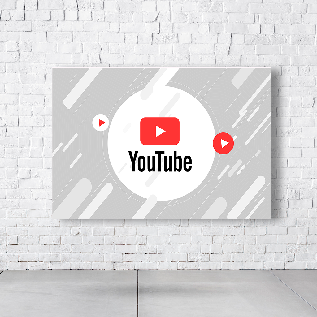 Painel Retangular Tema Youtube Em Tecido Oxford 100% Poliéster