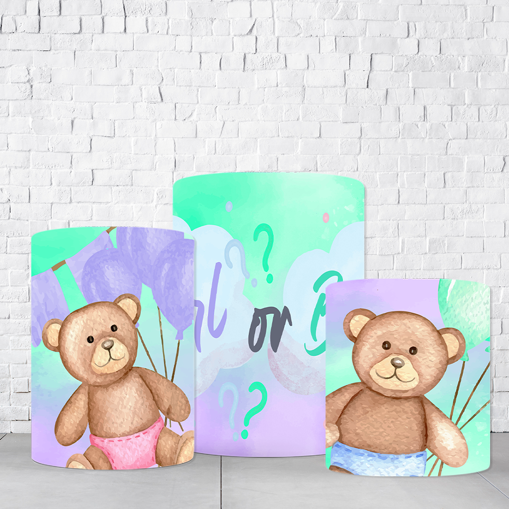 Trio de Cilindros Para Festas Chá Revelação Em Tecido Helanca C/Elástico  TRIODE247 - Imagem 2