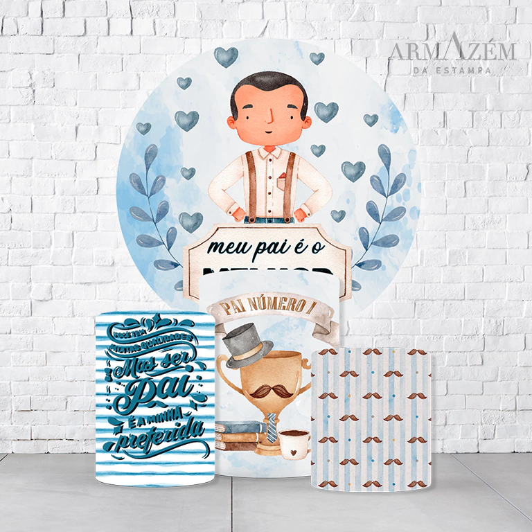 Kit Painel De Festa Dia Dos Pais + Trio De Cilindros Em Tecido  KITPAI880 - Imagem 3