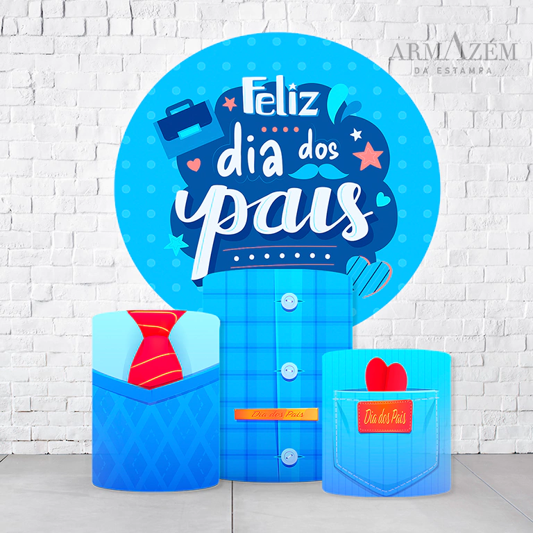 Kit Painel De Festa Dia Dos Pais + Trio De Cilindros Em Tecido  KITPAI880 - Imagem 1