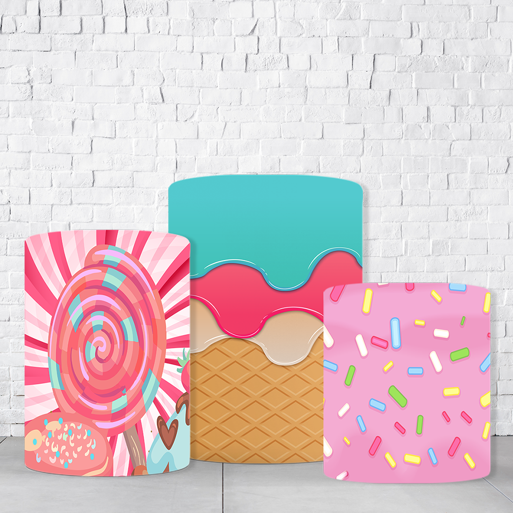 Trio de Cilindros Para Festas Doceria Em Tecido Helanca C/Elástico - Imagem 1