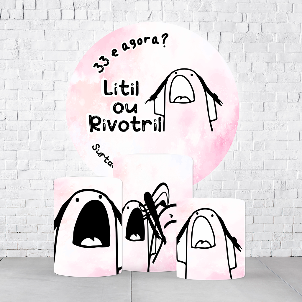 Kit Painel De Festa Flork + Trio De Cilindros Em Tecido