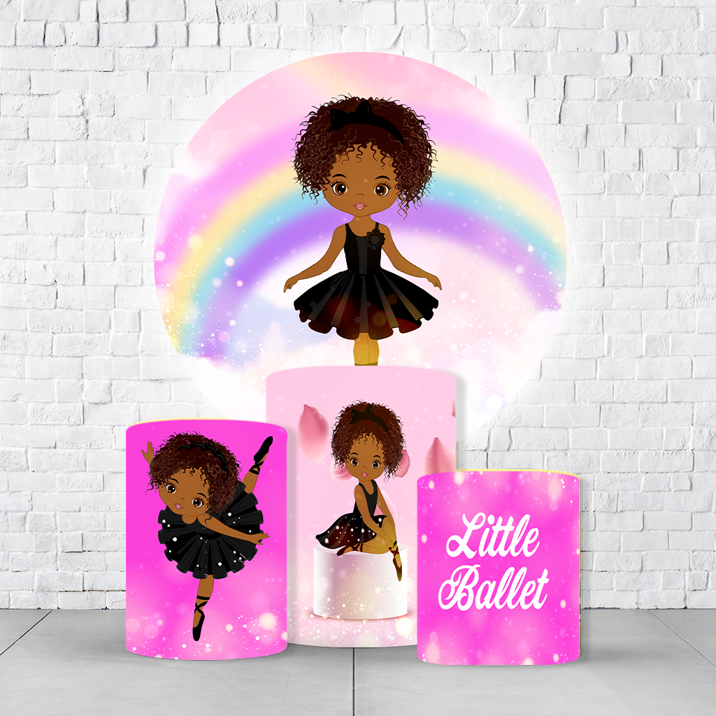 Kit Painel De Festa Bailarina + Trio De Cilindros Em Tecido