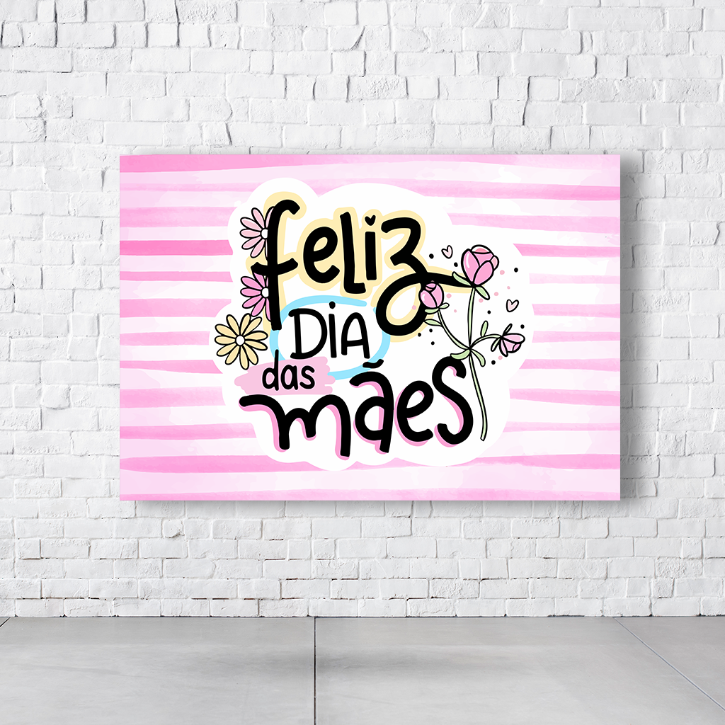 Painel Retangular Tema Dia Da Mães Em Tecido Oxford 100% Poliéster