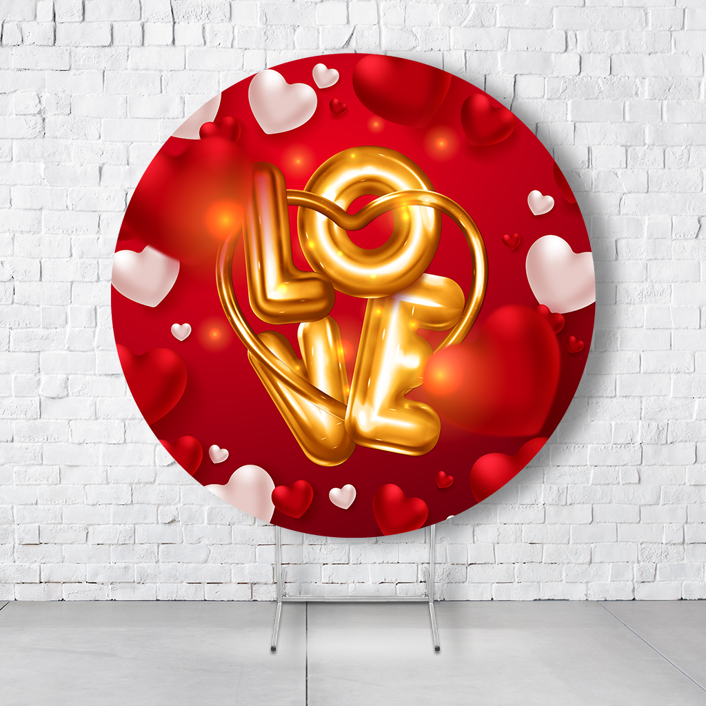 Painel De Festa Redondo Dia Dos Namorados Em Tecido Helanca C/Elástico 1,50x1,50 - Imagem 1