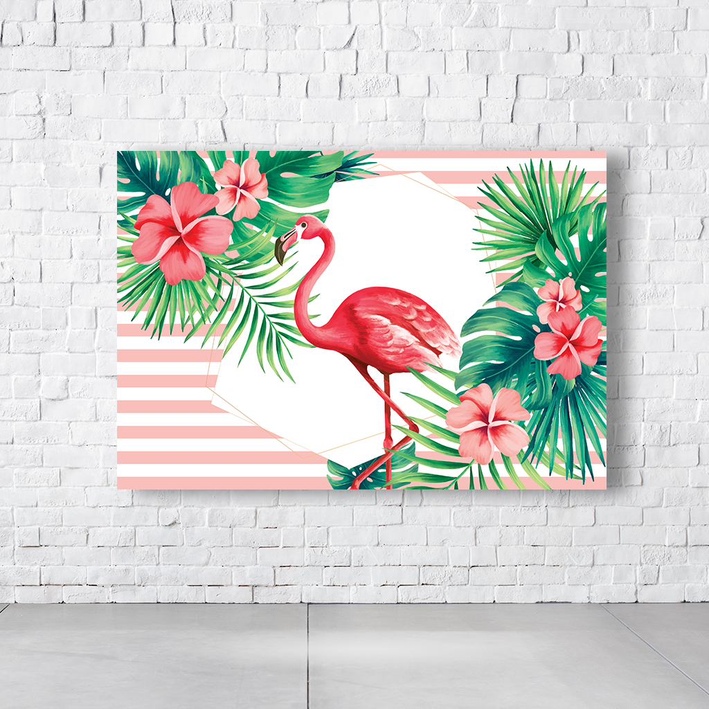 Painel Retangular Tema Flamingo Em Tecido Oxford 100% Poliéster