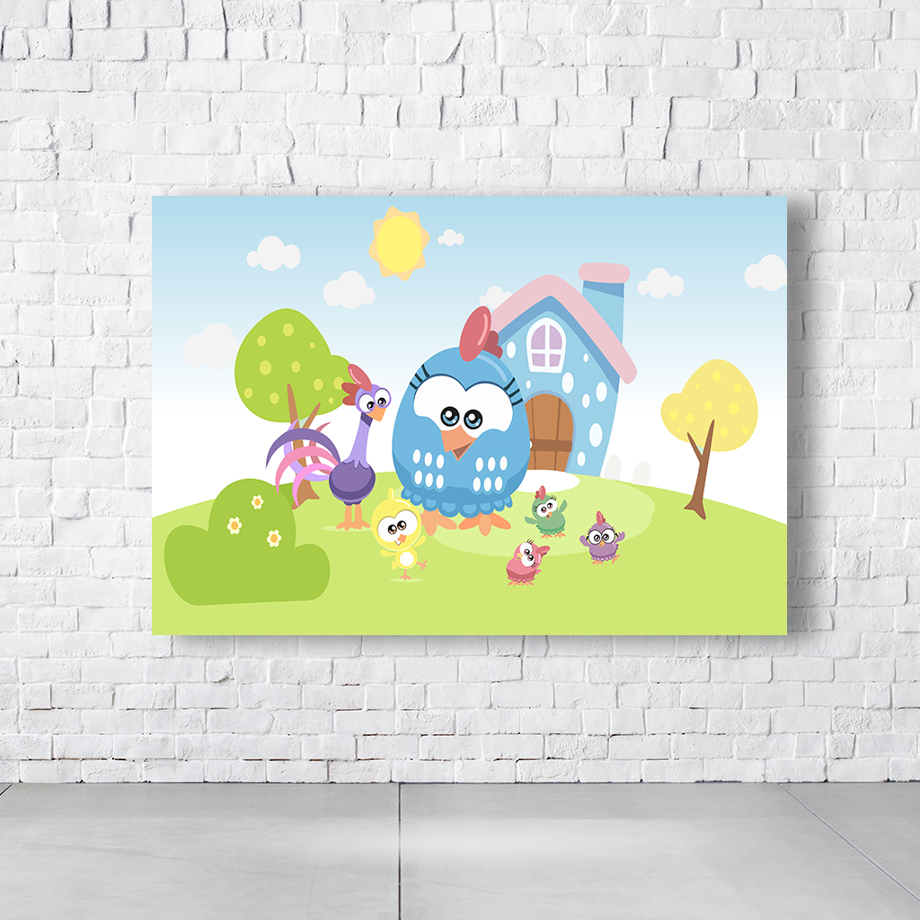 Painel Retangular Tema Galinha Pintadinha Em Tecido Oxford 100% Poliéster - Imagem 1